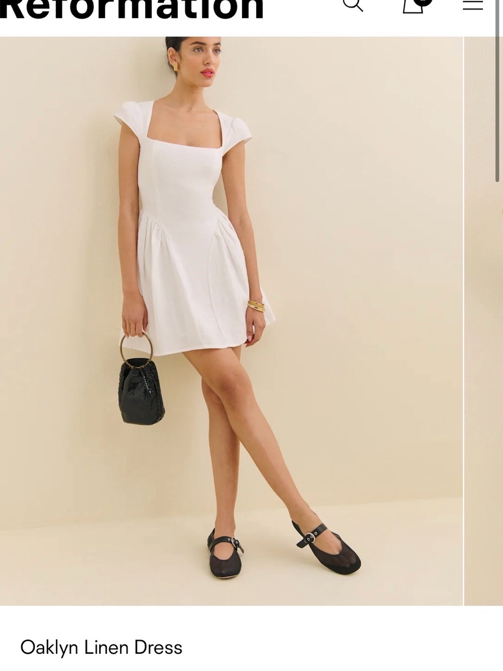 Reformation White Oaklyn Linen Mini Dress